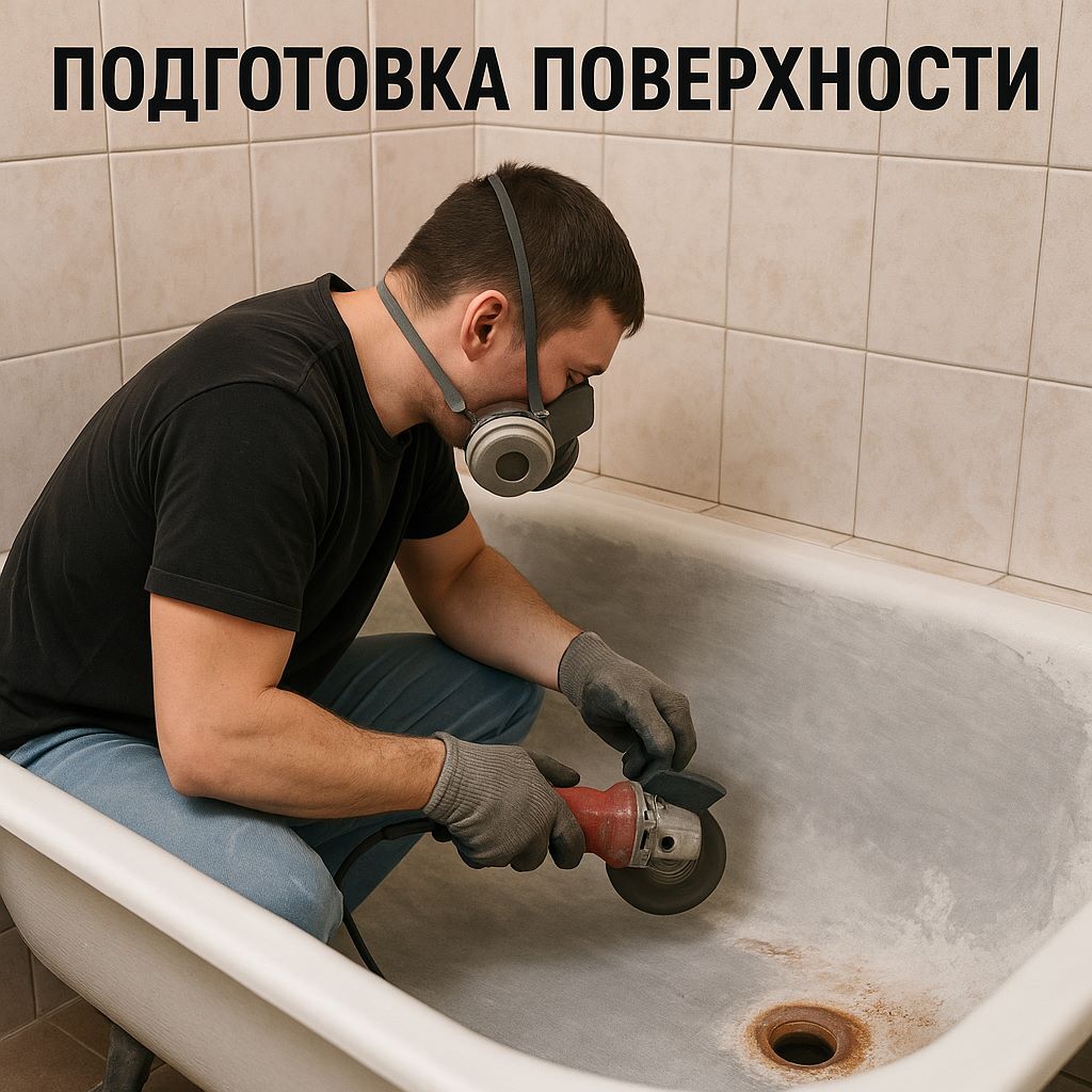 Подготовка душевого поддона перед реставрацией