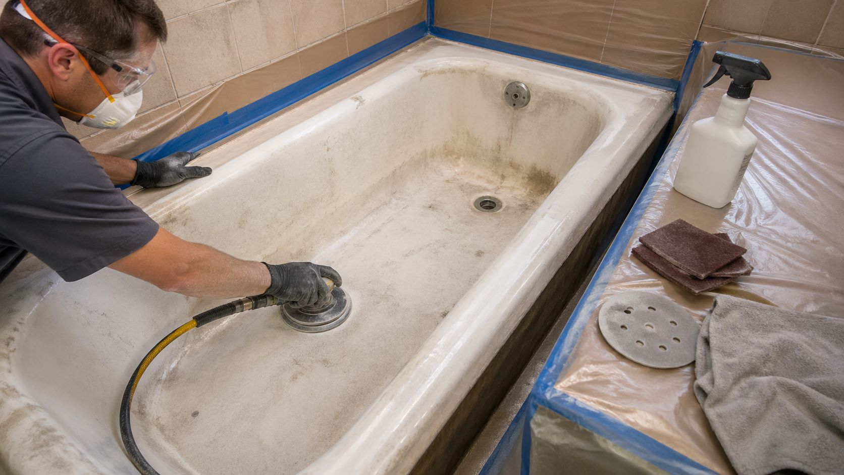 Подготовка чугунной ванны перед реставрацией